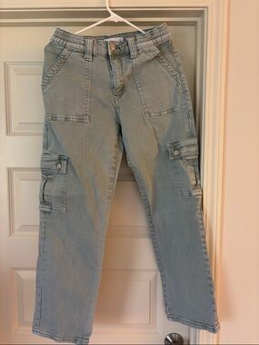 Light Green Cargo Jeans with Utility Pockets